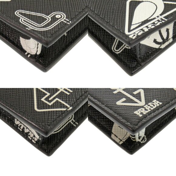 PRADA Smartphone Shoulder Bag Marine Pattern Seagull Design Black - Picture 5 of 8